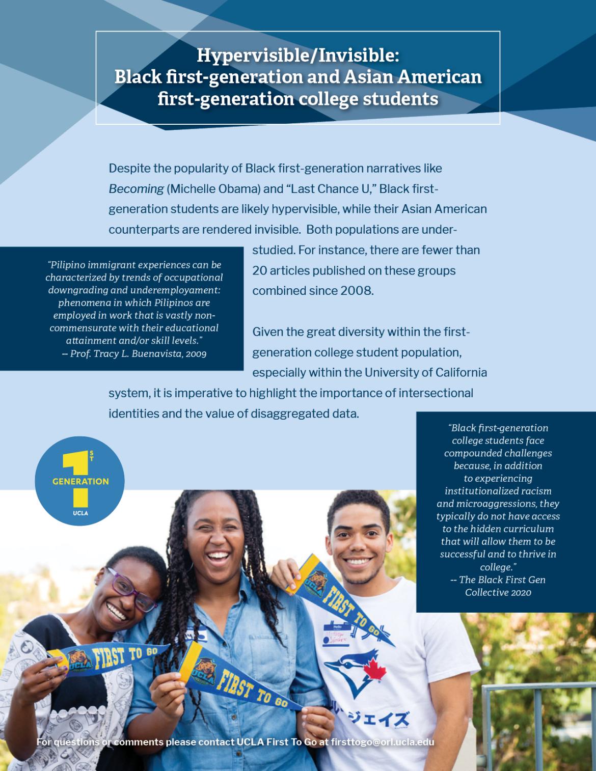 Hypervisible/Invisible: Black first-generation and Asian American first-generation college students